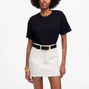 Raw-Hem Mini Skirt in White